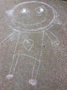 Playground drawing of figure with heart